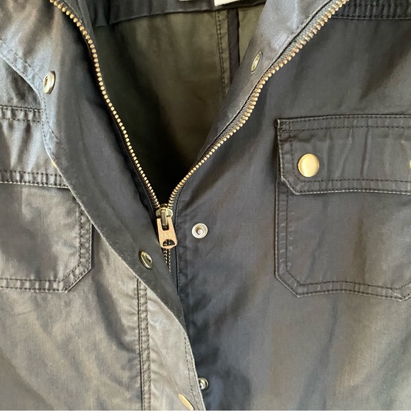 J.Crew Resin-Coated Field Jacket Olive Green Utility Boyfriend Fit Size L - Picture 9 of 10